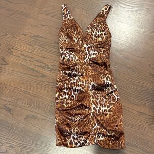 Nicole Miller Brown Leopard Mini Dress